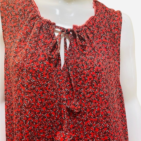 Max Studio Red Floral Print Tiered Sleeveless Flowy Tiered Shift Sundress Size 8 - Picture 8 of 16